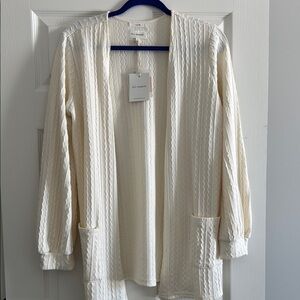 Cream Open-Front Sweater